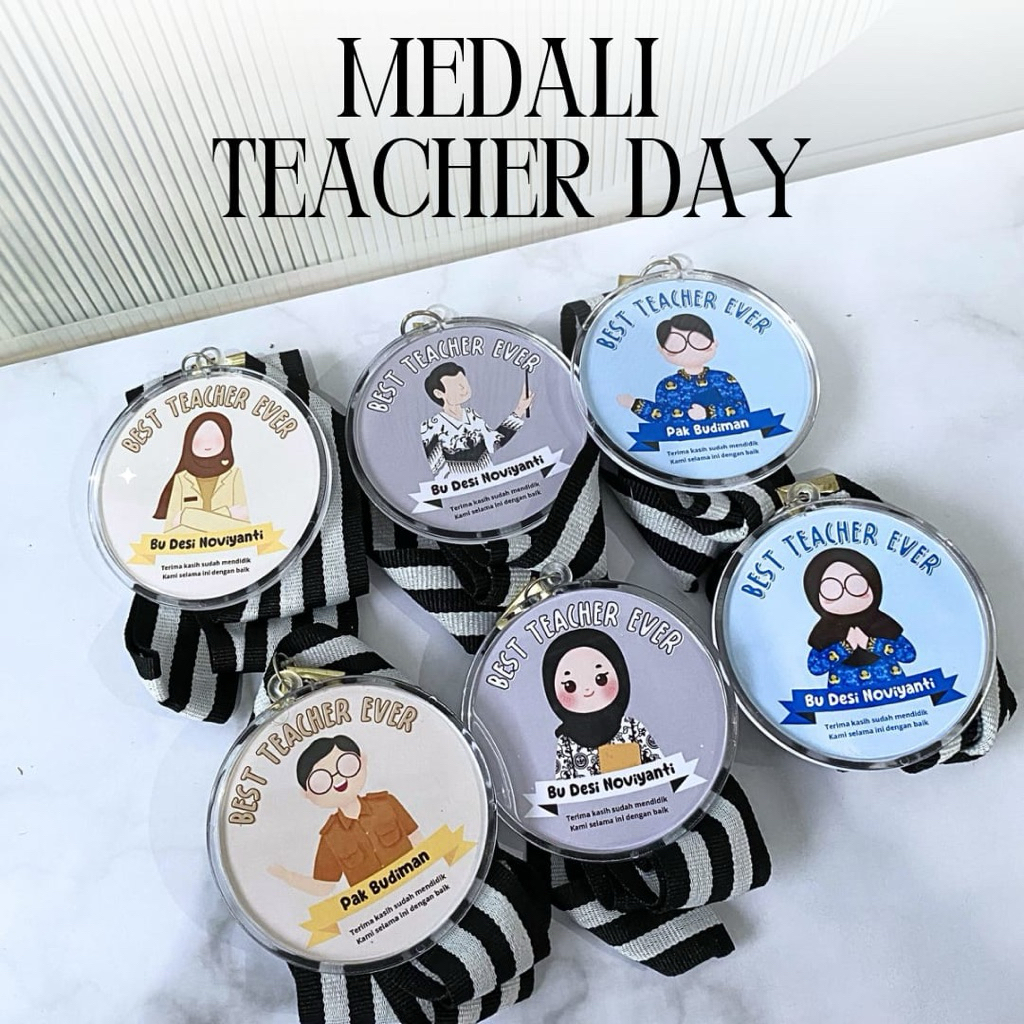 MEDALI CUSTOM NAMA SPESIAL DESIGN HARI GURU Medali Custom - Mendali Akrilik Hari Guru - Kado Ulang T