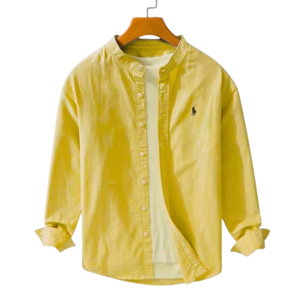 Kemeja Polo Ralph Lauren pria lengan panjang Shanghai Slim fit