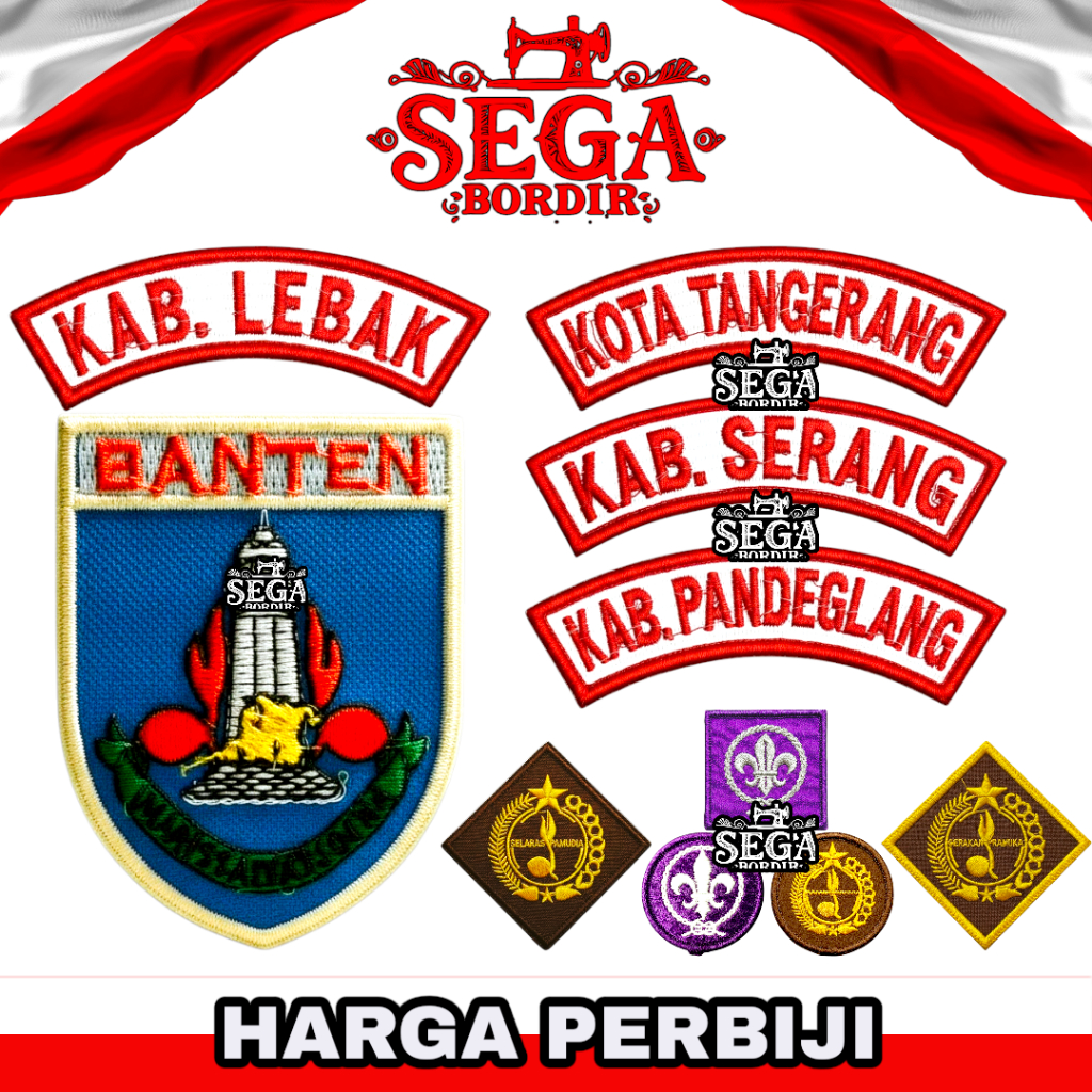 Badge bed Atribut Pramuka kwarda | kwarcab BANTEN lokasi pramuka seluruh BANTEN Bordir