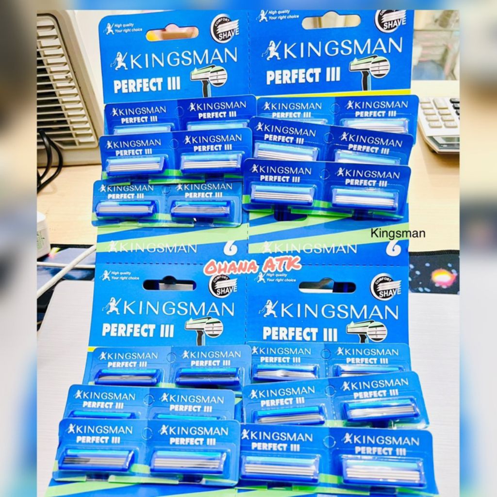 ( 12 PCS ) Pisau Cukur Jenggot 3 Mata PISAU KINGSMAN   / Alat Cukur Kumis Best Seller/ PERFECT III K