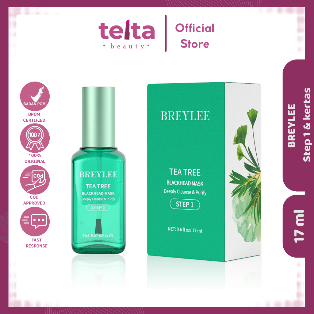 (ORIGINAL) BREYLEE Tea Tree Blackhead Mask & Pore Minimizer Serum,breylee step 1,breylee komedo step