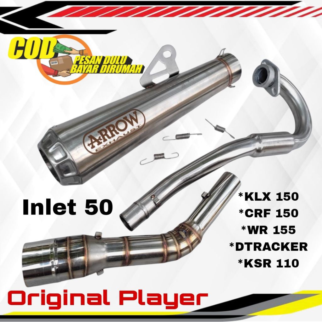 Knalpot racing Arrow inlet 50mm pnp Klx 150 crf 150 L dtracker 150 yamaha wr 155