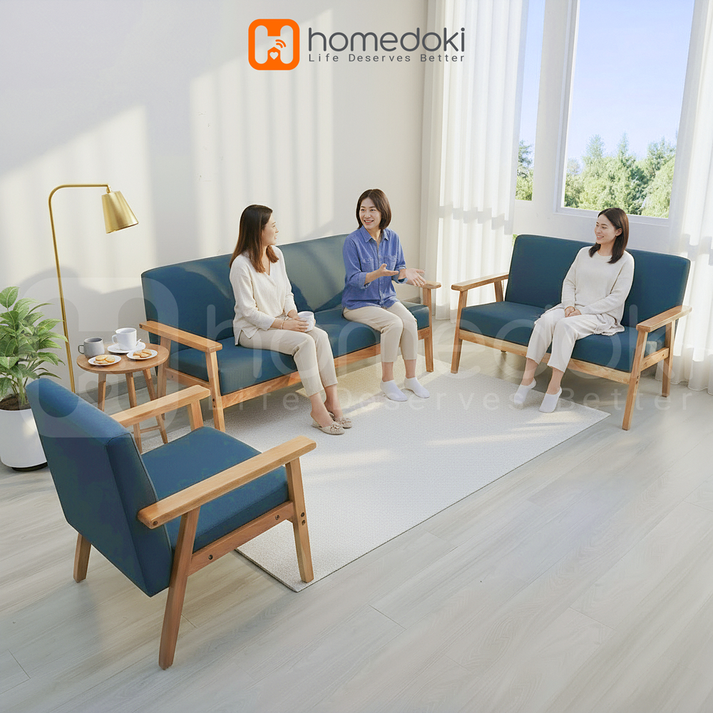 Homedoki Sofa Untuk 2 Orang/ Sofa Minimalis Modern / Sofa Kain Nordik/ Ruang Tamu Apartemen Kecil So