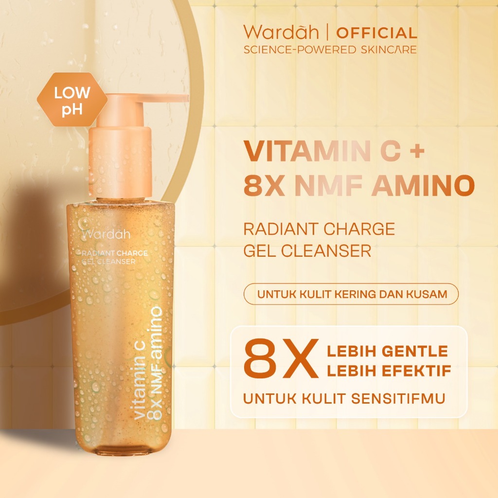 [New!] WARDAH Amino Gel Cleanser Vitamin C + 8X NMF Amino 120 mL - Sabun Cuci Muka Low pH untuk Kuli