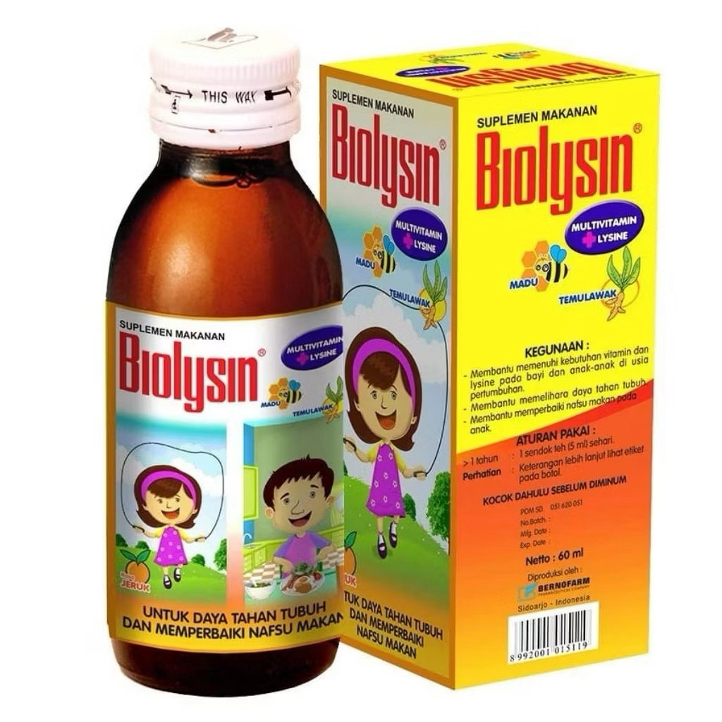 Biolysin/Biolisin+Lysine Syrup 60ml Multivitamin- Penambah Nafsu Makan Anak Anak