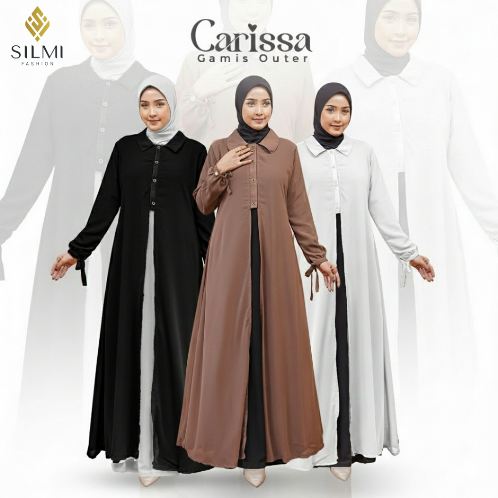 SILMI - Outer Wanita Kekinian Panjang - Long Outer Gamis Carissa