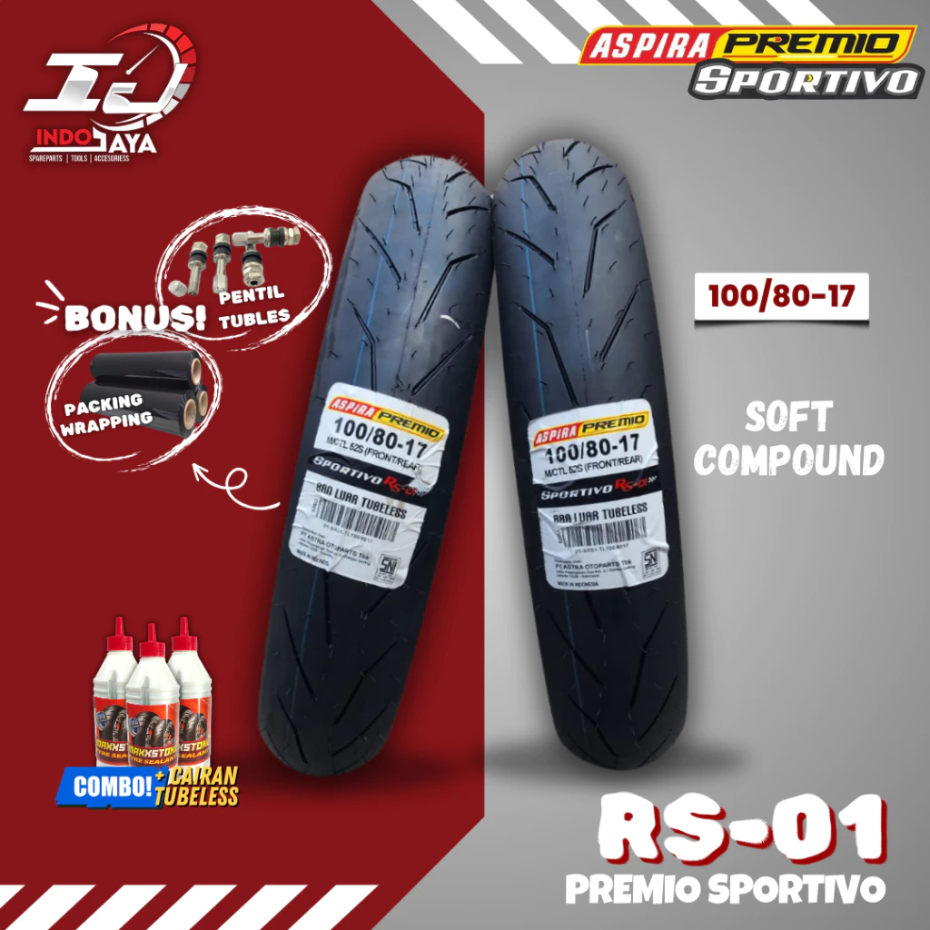 BAN ASPIRA SPORTIVO RS01 RS-01 100/80-17 BAN BALAP ASPIRA PREMIO SPORTIVO RS-01100/80-17 SOFT COMPOU