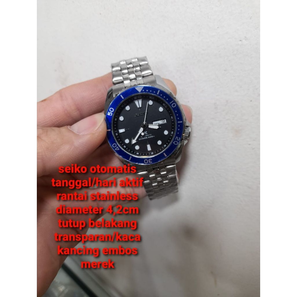 jam tangan seiko5 otomatis tanggal hari aktif jam tangan pria SK diver matic/automatic rantai stainl