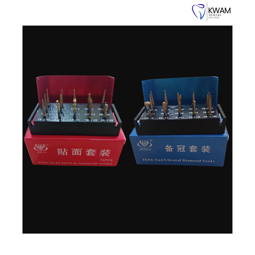 Bur Preparasi Diamond bur Dental 1 set 15 pcs Crown dan Bridge