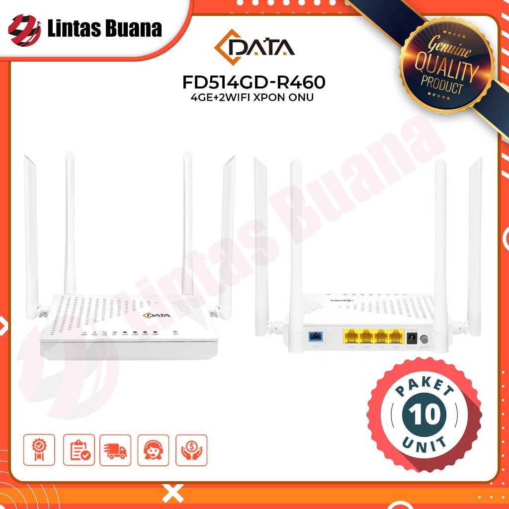 PAKET 10 Unit C-DATA XPON ONU FD514GD-R460 4GE DUAL BAND WIFI GPON / EPON ONT