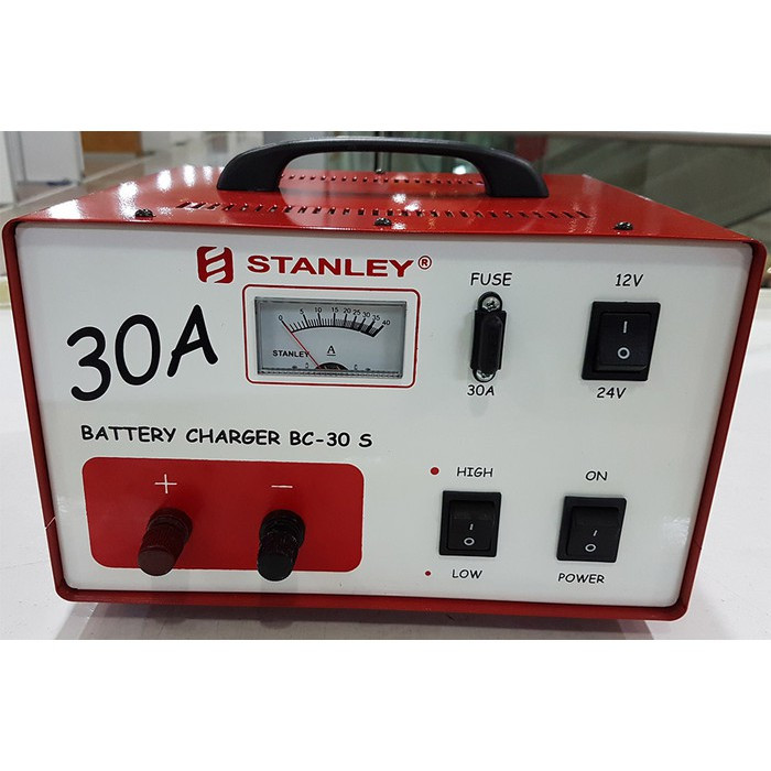 Charger Aki 30A / Accu Merk Stanley 30A ( 12v & 24v ) cas aki motor & mobil