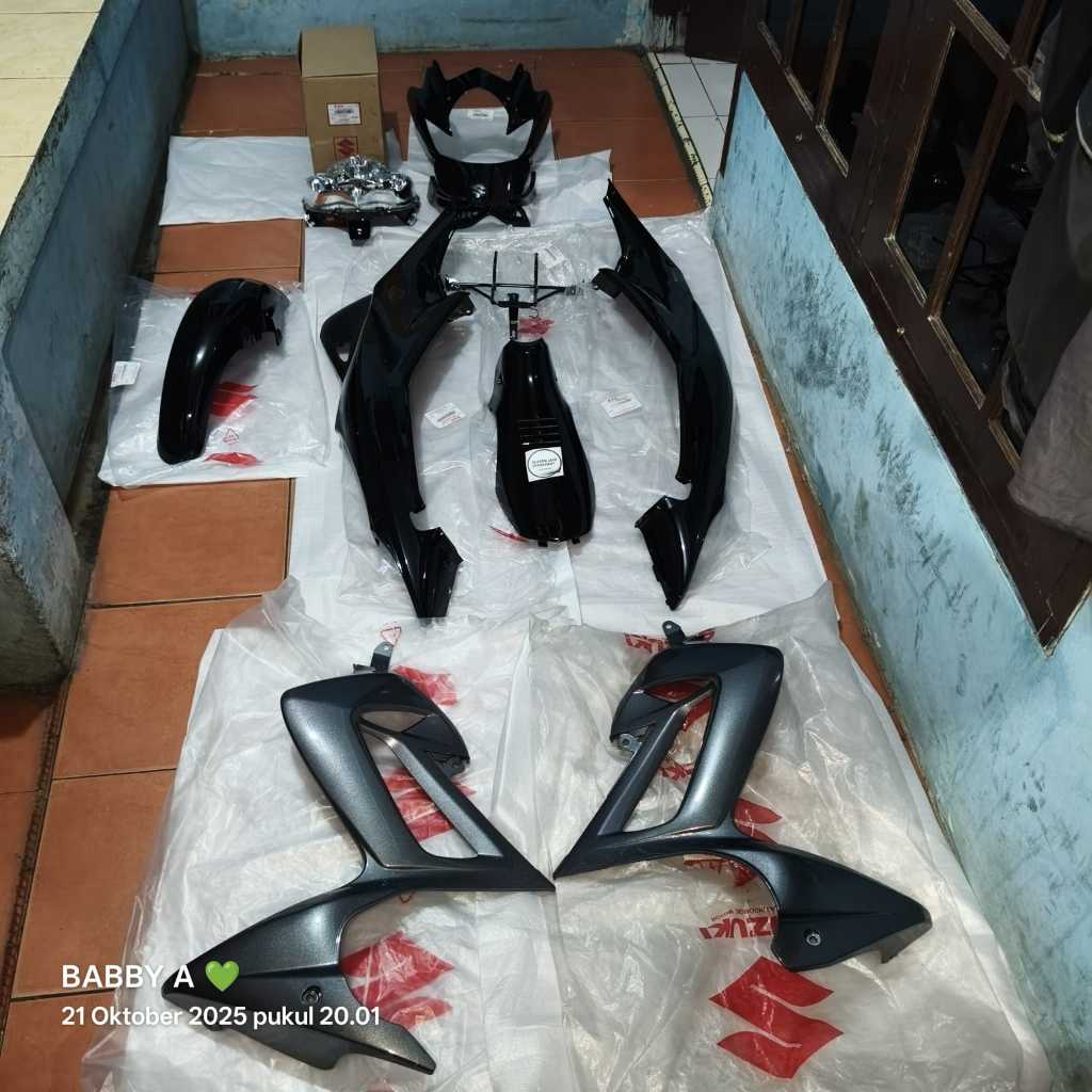 BODY FULL SET FU BARONG ORIGINAL SUZUKI SGP HITAM ABU-ABU