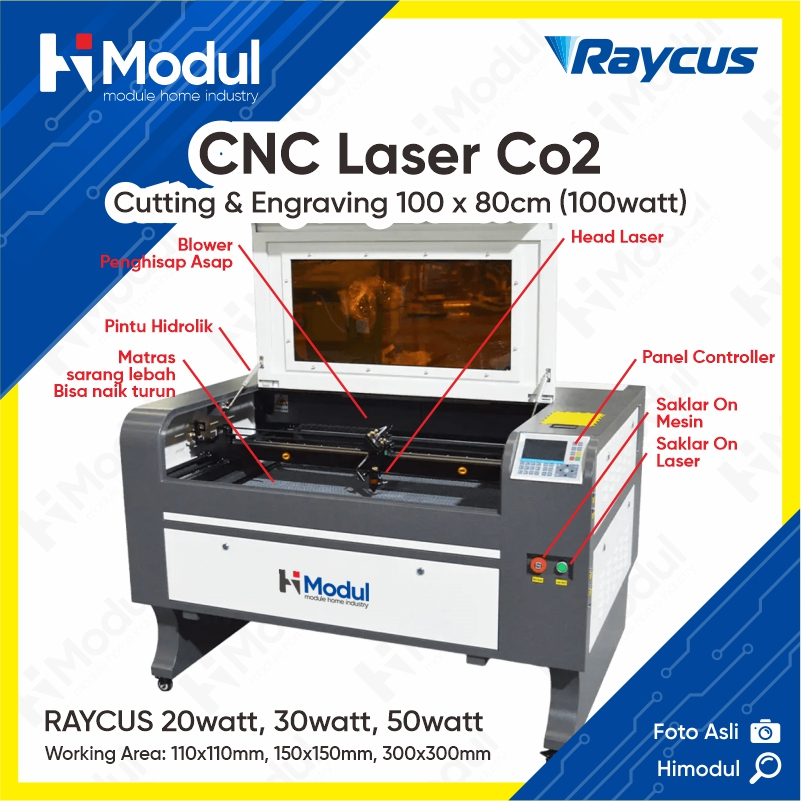 CNC Laser Co2 Cutting & Engraving 100 x 80cm 100w
