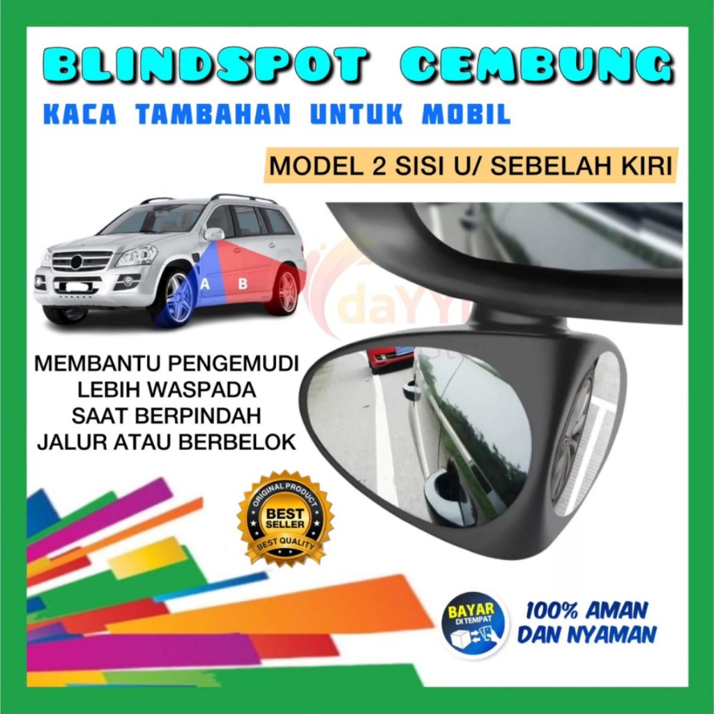 Blind Spot Mirror Spion Mobil 2 Kaca Spion 2 Sudut Blind Spot Kanan & Kiri Wide Angle BlindSpot 3R P