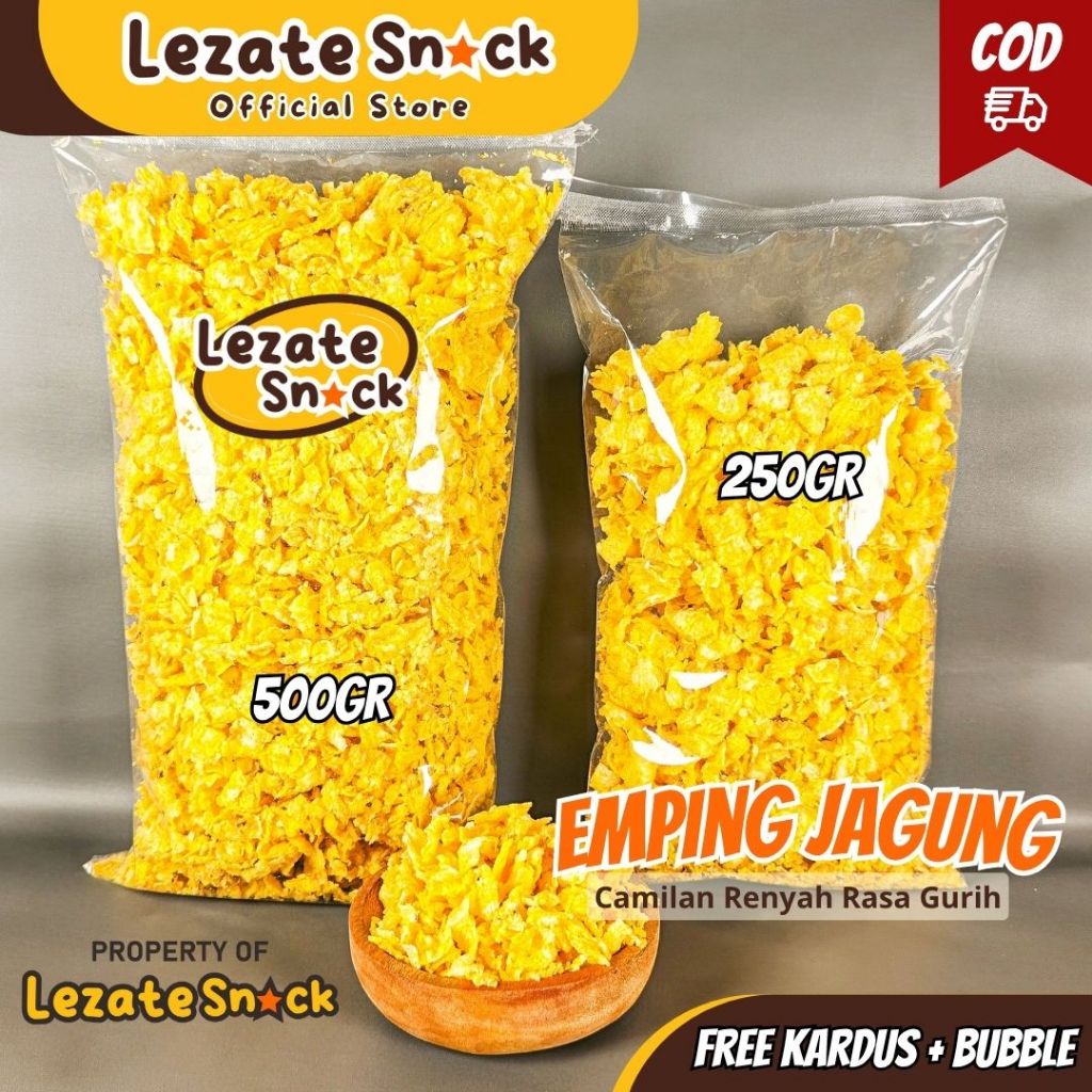 Sedap Snack - Emping Jagung Geprek 500 GR Gurih Asin Enak Murah Renyah /  Kripik Emping Jagung Gepuk