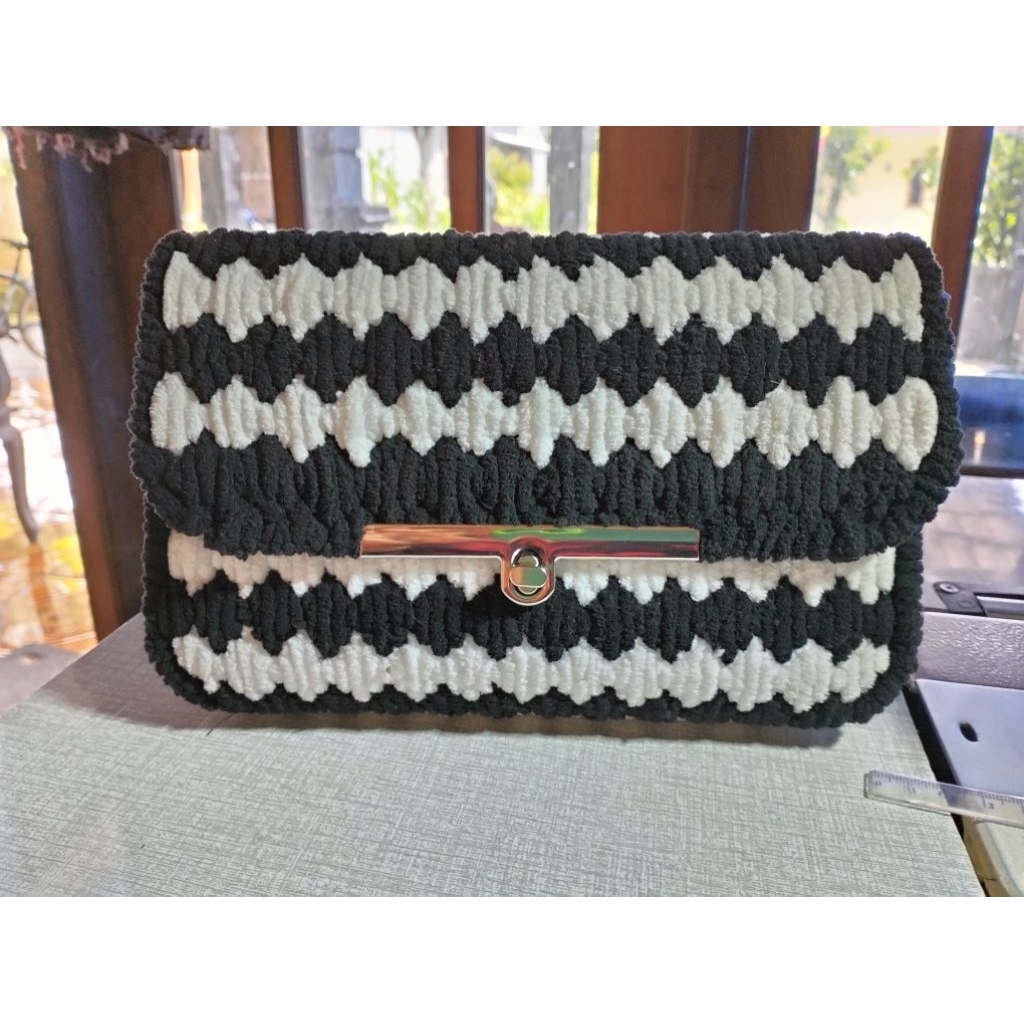 Tas kanvas chenille handmade