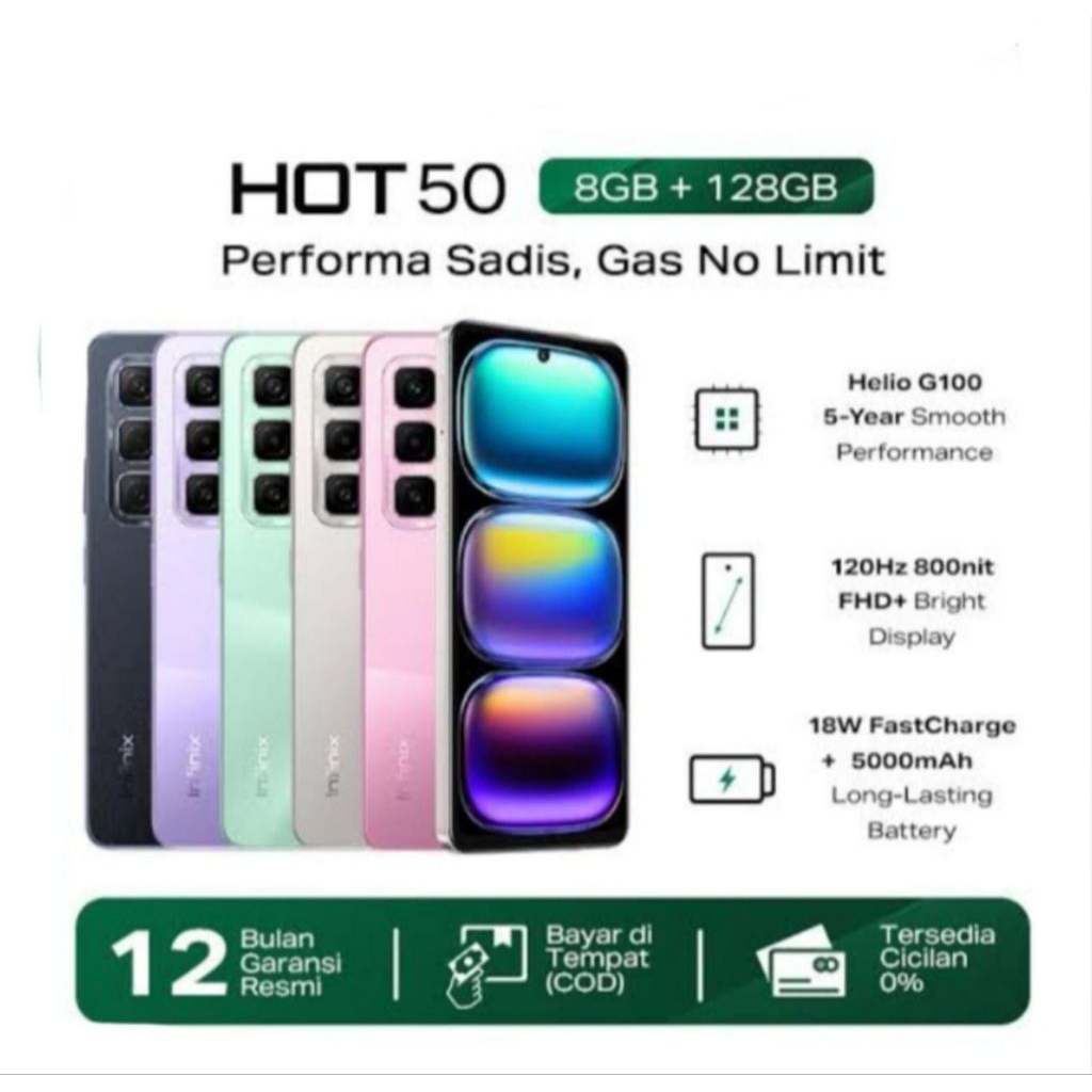 HP INFINIX HOT 50 8/128 GB - INFINIX HOT 50 RAM 8GB ROM 128GB GARANSI RESMI