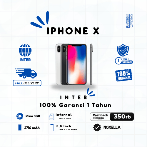Iphone X INTER Second Fullset Garansi 12 Bulan