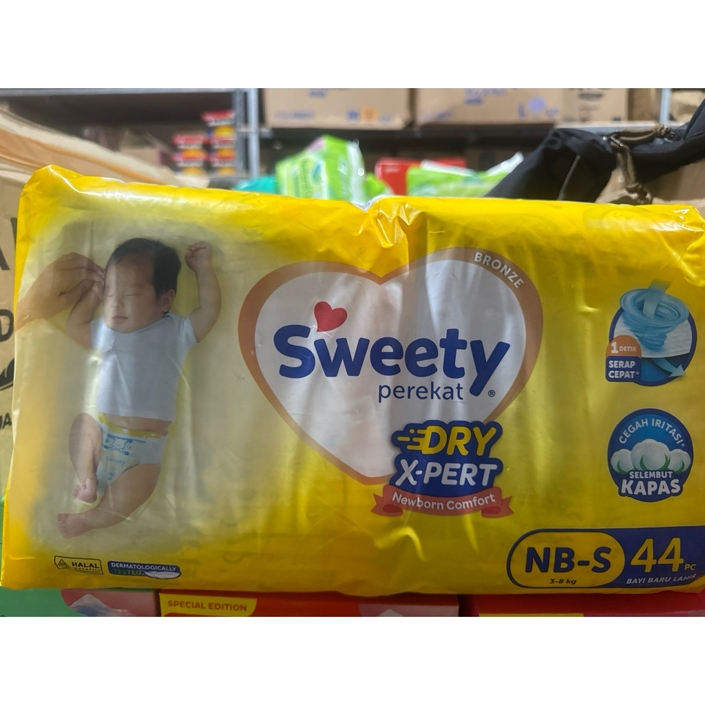 Sweety Bronze NEWBORN NBS 44 Popok Perekat Sweety Dry X-pert NBS44 Pampers Bayi Baru Lahir