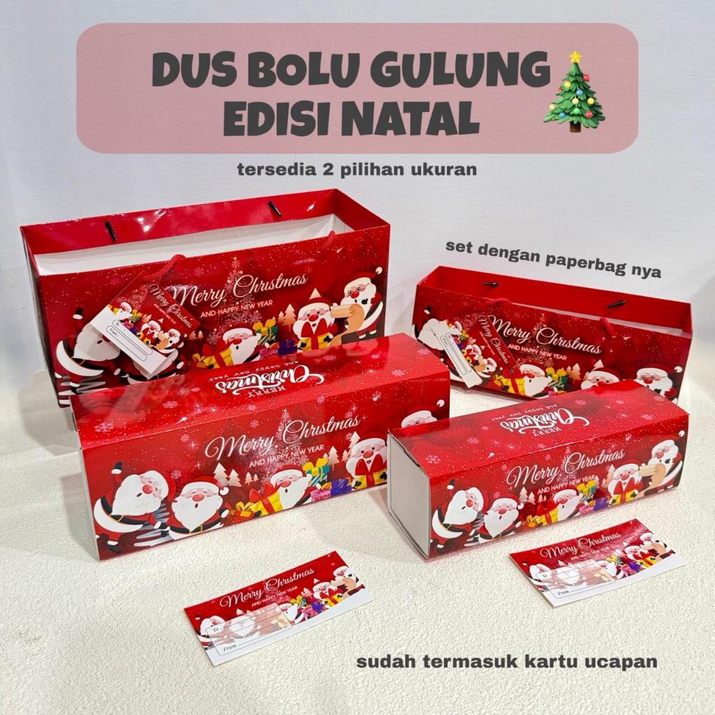 Dus Bolu Gulung Natal Model Sliding | Dus Bolu Natal Christmas | Box Hampers Bolu Natal Dan Tahun Ba