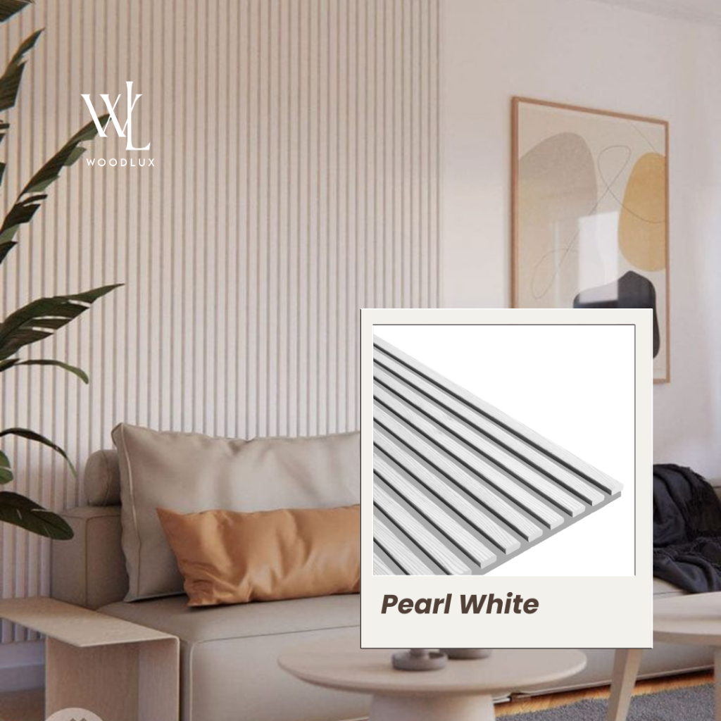 WOODLUX AKUPANEL - PEARL WHITE Acoustic Wall Panel / Peredam suara / Panel akustik dinding
