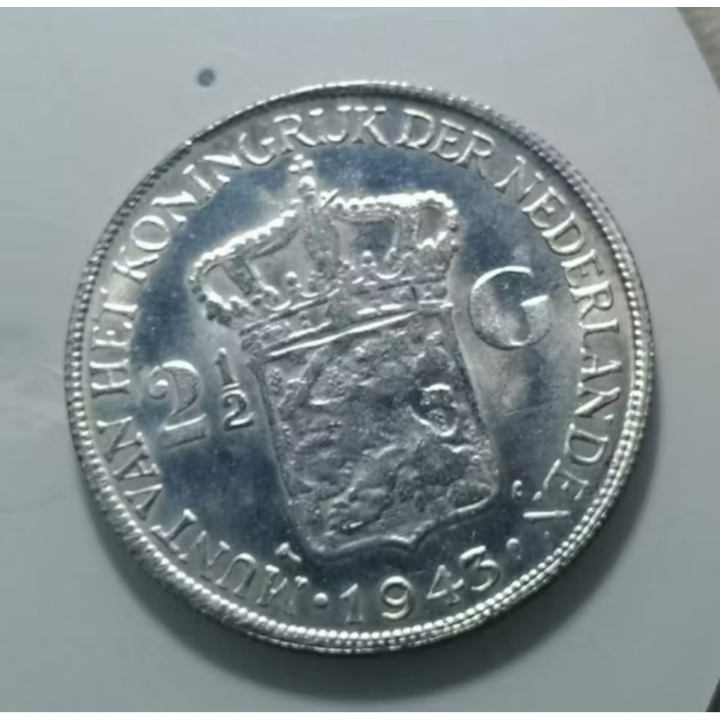 (Bisa Cod Bayar Di Tempat) Koin Kuno Der Nederland Blanda Tahun 1943 Wilhelmina 2 1/2 Gulden