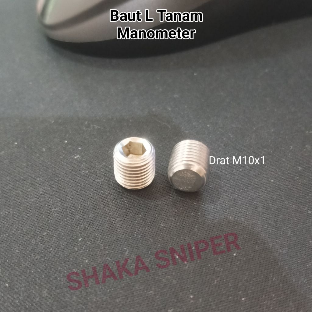 Baut M10x1, Baut L Tanam untuk penutup lubang manometer lubang kupler lubang regulator PCP drat M10x