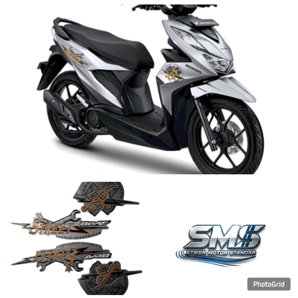 sticker striping body motor honda beat street 2020 2021 silver