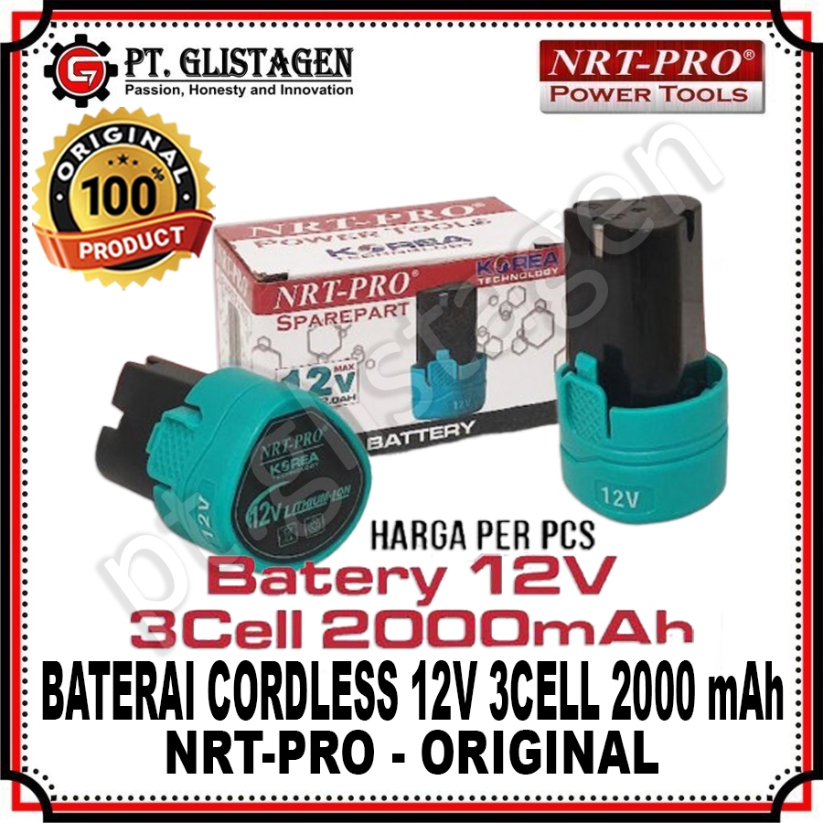 NRT-PRO Battery / Baterai / Battray Bor 12V 2000mAh 12volt Cordless
