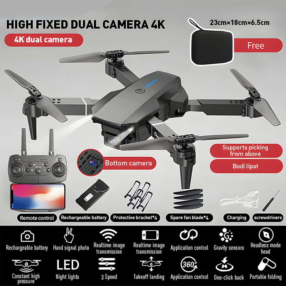 E88 Pro Drone/E99 Pro Drone Anti Tabrak Drone Mini Dengan Kamera HD Drone Smart Drone E88 Pro 4K/E99