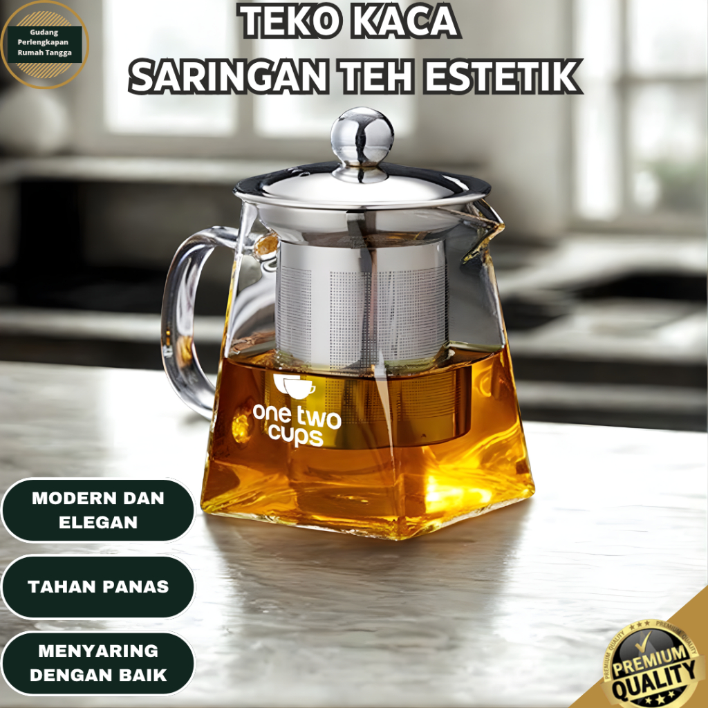 Teko Kaca Saringan Teh Estetik Tahan Panas Teko Saringan Teh Aesthetic Teko Air Panas