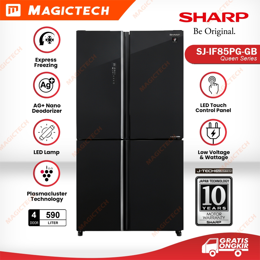 Sharp Kulkas 4 Pintu Inverter 590 L / 590L SJ-IF85PG-GB / IF85PG Queen Series J-Tech Multidoor