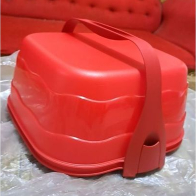 TUPPERWARE DISKON SALE CAKE TAKER SQUARE MERAH RED TEMPAT KUE MANGKOK SAJI KUE