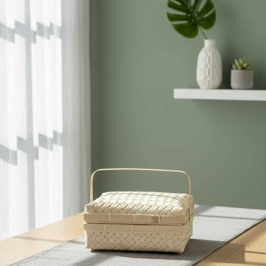 sokase/besek bambu/besek bambu/besek catering/besek hajatan/besek makanan model jinjing ukuran 30x15