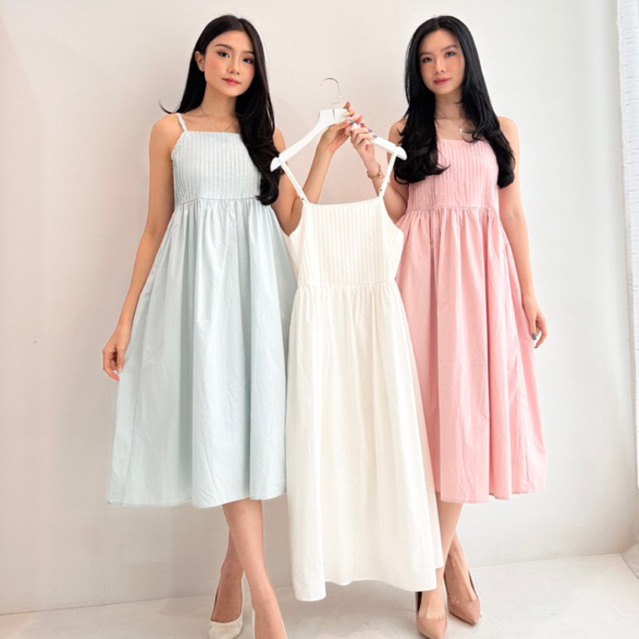 MAFIA - PASTEL DRESS /Midi dress katun model musim panas warna pastel