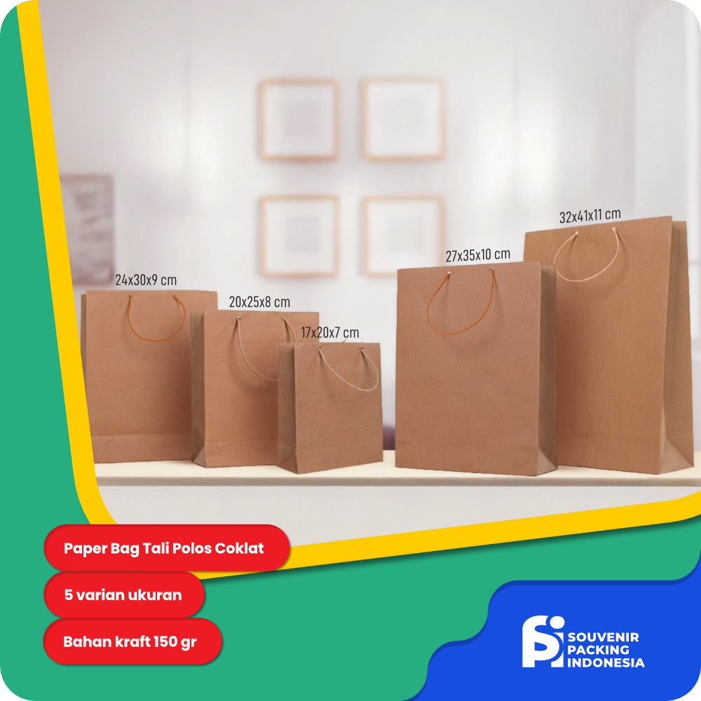 Paper Bag Tali Polos Coklat | Paperbag Murah | Tas Kertas Kecil Mini Souvenir Kado Makanan Kue