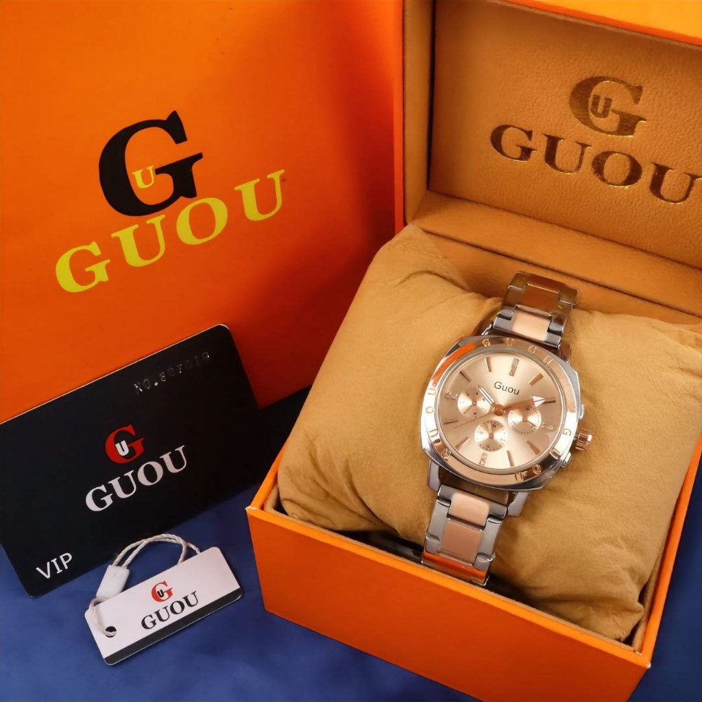 Jam Tangan Wanita Guou Crono Variasi Rantai Anti Karat Original Fashion Watch