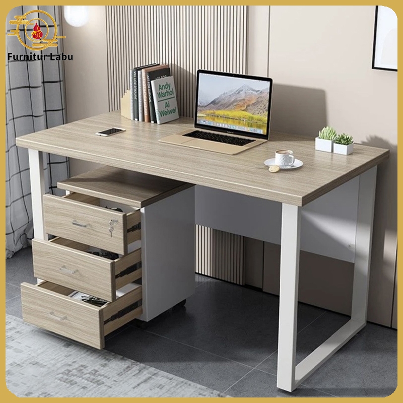 Meja Kerja Minimalis Dengan Partisi Kayu Tahan Air/Meja Kantor kaki besi Meja Kerja dengan laci /Baj