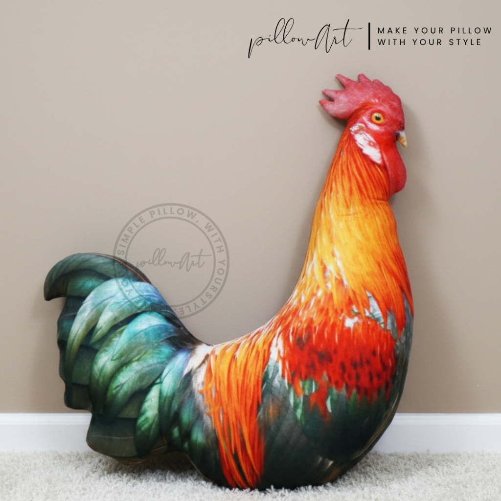 PillowArt Bantal Unik Karakter Ayam | Ayam Jago Betina Pelung Ukuran XL - Koleksi Kado Lucu ART209
