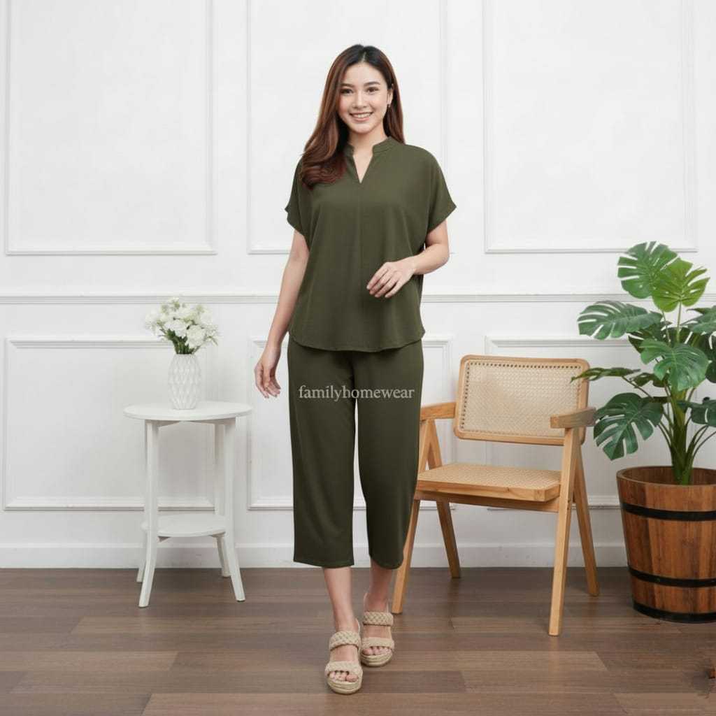 Setelan Rayon Wanita One Set Celana 7/8 Polos All size