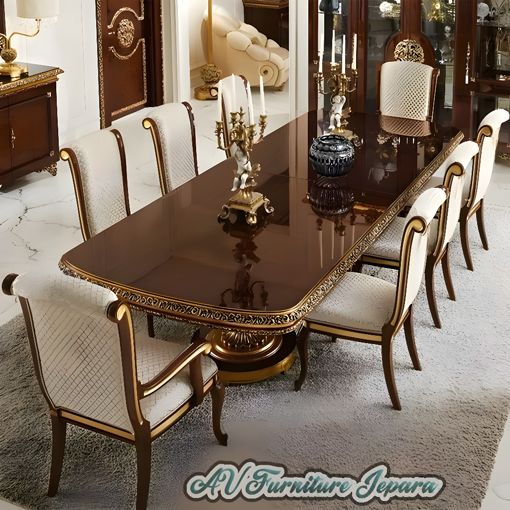 Set Meja makan Mewah K8 model klasik kursi makan