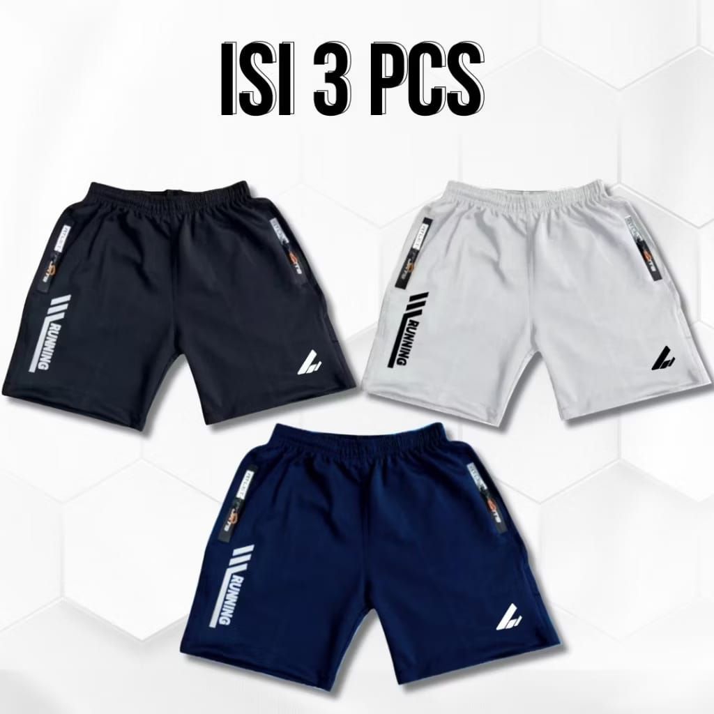 PROMO 3 PCS celana pendek pria celana running celana olahraga pria