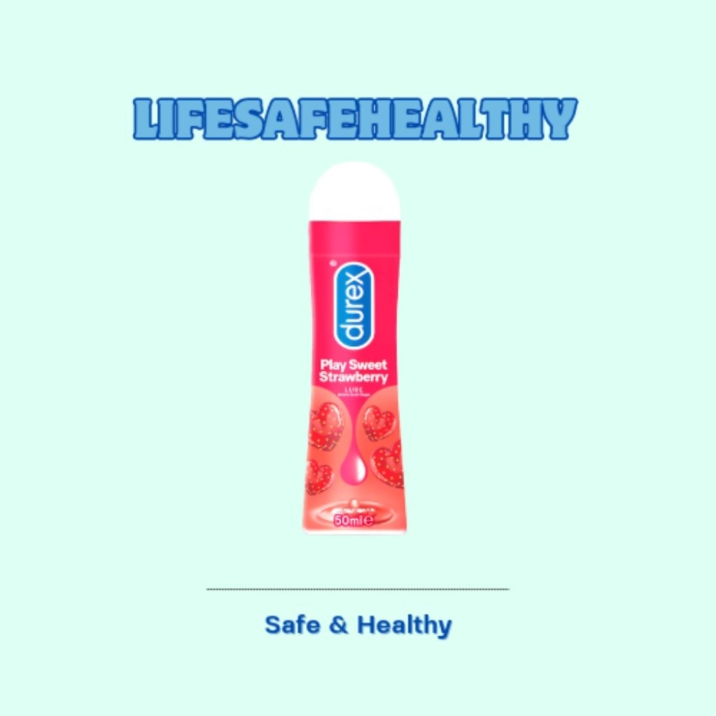 Durex Strawberry Pelumas Gel Seks Pria & Wanita Rasa Strawberry 50ml Bottle - Lubricant Water Based