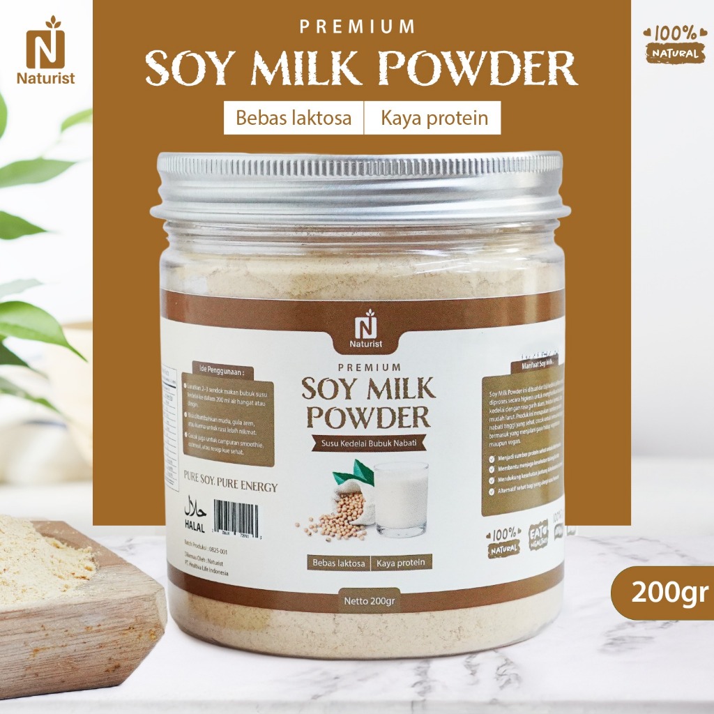 NATURIST Pure Soy Milk Powder Kedele Bubuk – Susu Kedelai Bubuk Murni Tanpa Gula 200gr
