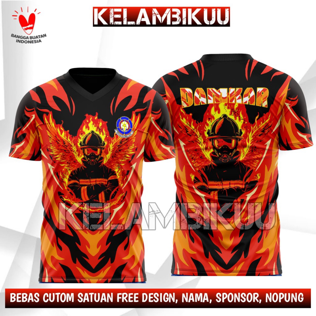 kaos jersey damkar printing/baju kaos damkar murah/kaos jersey damkar pemadam csutom