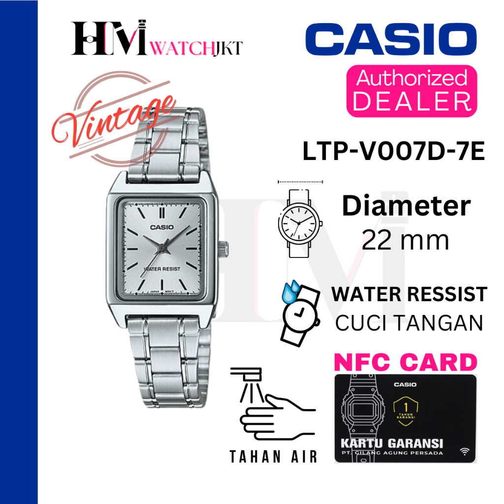 CASIO LTP-V007D-7EUDF Jam Tangan Wanita Original Analog Rantai Antiair LTP-V007D-7E ltpv007