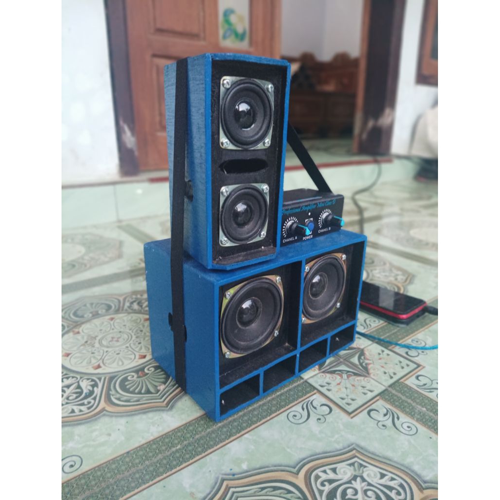 Sound System Miniatur 3 inch Audio Music Paket Lengkap Fullset Siap Pakai 3 Inch Salon Miniatur