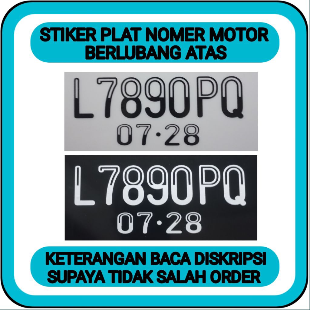 (Siap Kirim) Stiker plat nomer motor berlubang atas, Stiker plat nomer motor model standar, Cutting 