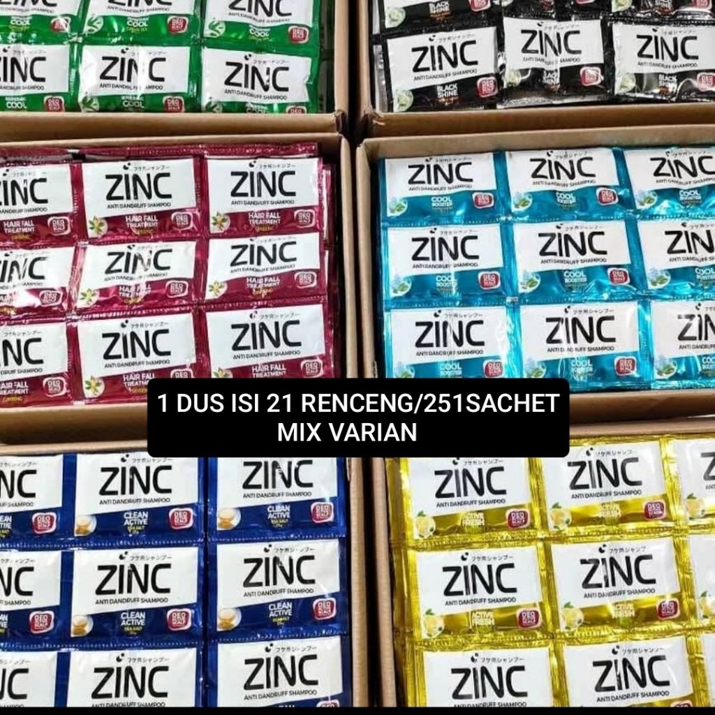 [1 DUS ISI 21 RENCENG /251 SACHET] ZINC SAMPO MIX VARIAN Shampo