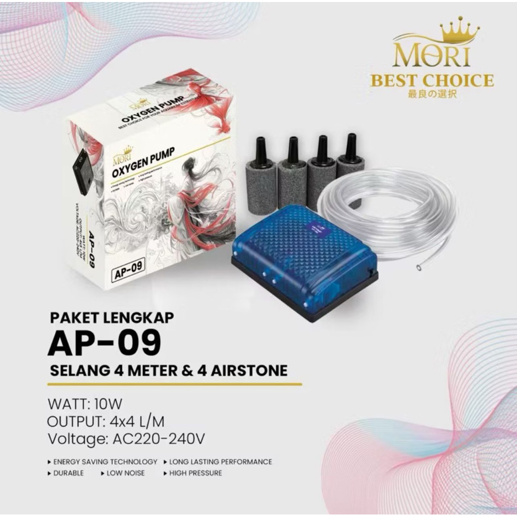 MORI AP 09 POMPA AERATOR 4 LOBANG AQUARIUM